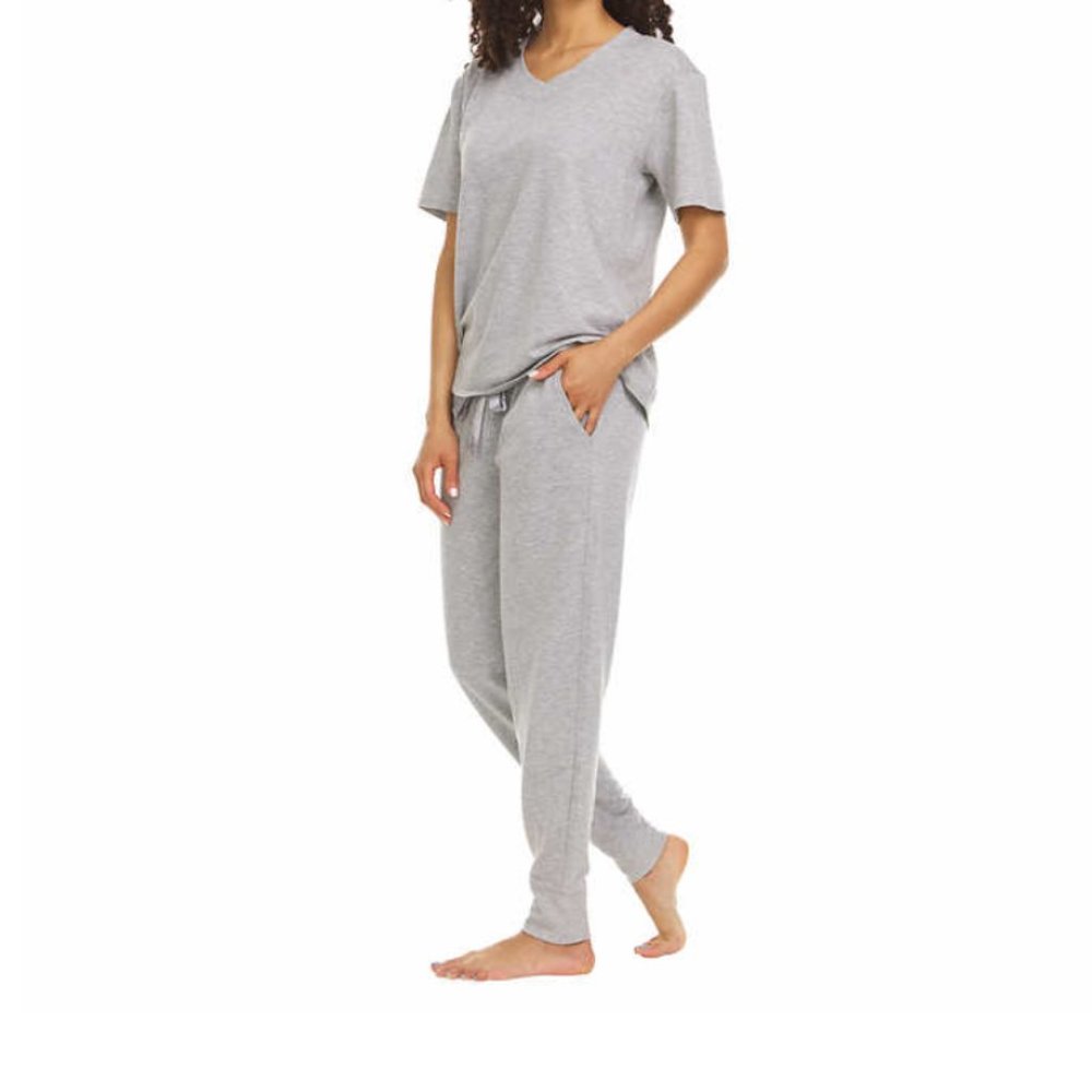 Ladies' French Terry 1 piece Lounge Pajamas Grey Joggers pants New - Picture 2 of 3